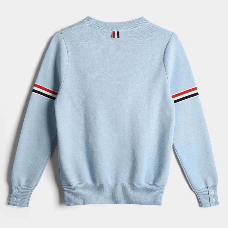 TB THOM Men's Classic Cotton Sweater Spring Autumn Crew Neck Soft Touch Tops Korean Style Solid Color Casual Sweaters for Men