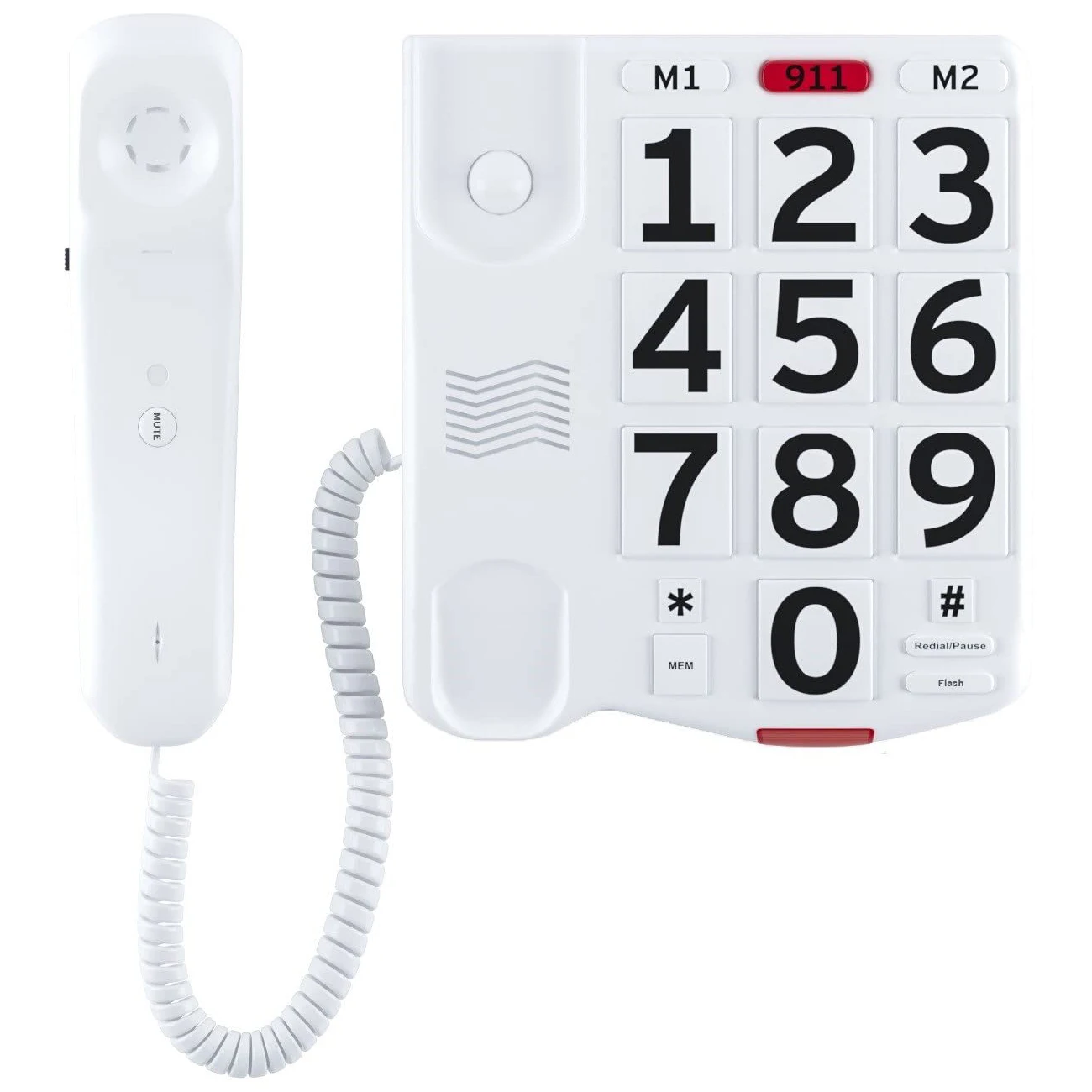 Amplified Single Line Corded Desk Telephone with Large Easy to Read Buttons and Extra Loud Ringer
