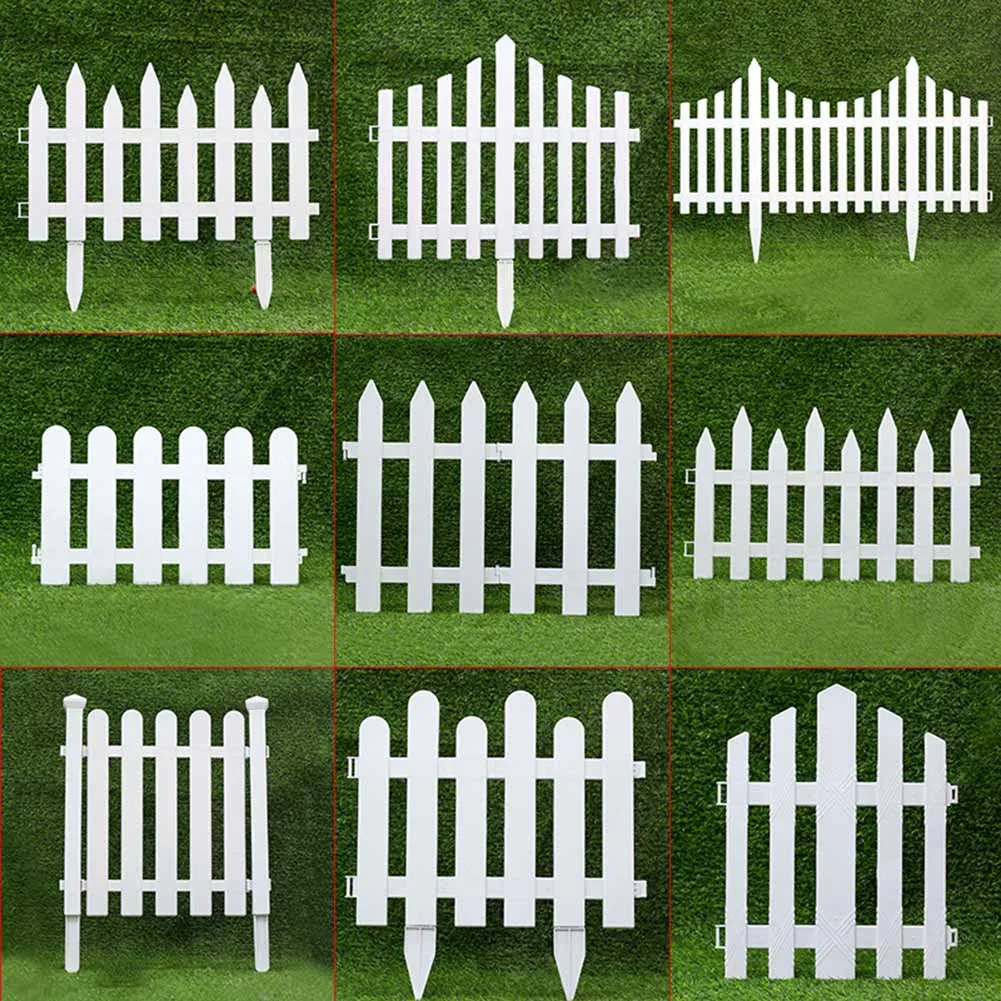 

1PCS White PVC Plastic Fence European Style For Garden Driveway Gates Christmas Tree Home Accessories Garden Gates Decor VC