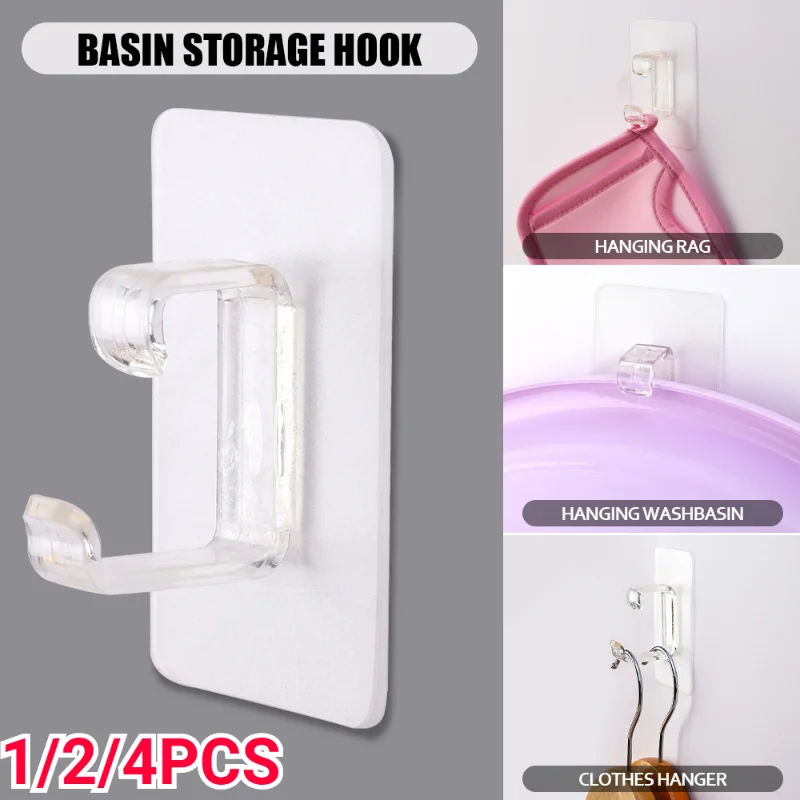 

Washbasin Storage Hooks Self-adhesive Hooks Wall Mounted Punch-Free Bathroom Kitchen Basin Storage Rack Holder Hooks For Hanging