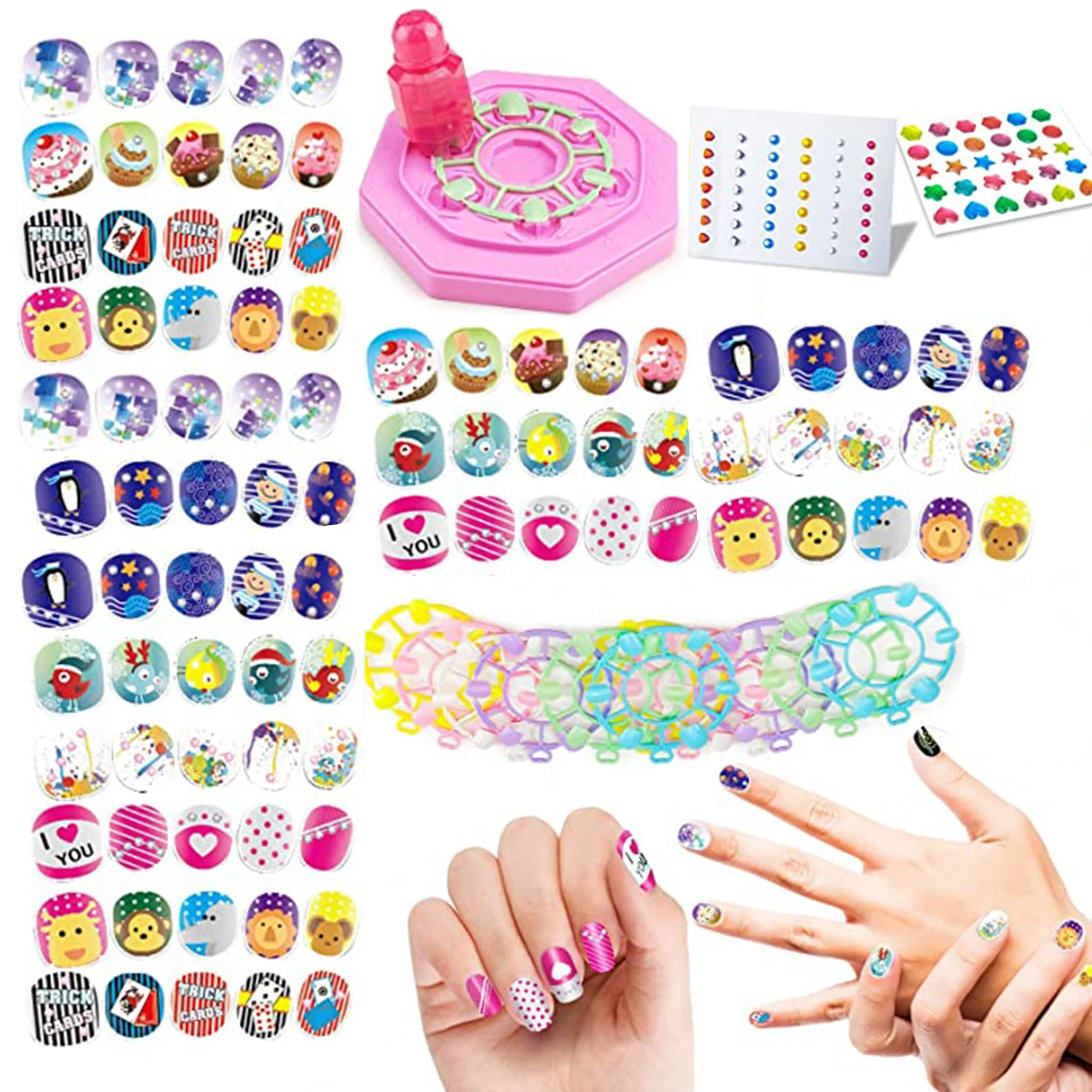 

Набор для дизайна ногтей для девочек, патчи для ногтей, наклейки для ногтей, декоративный набор для ногтей для детей, нетоксичный подарочный...