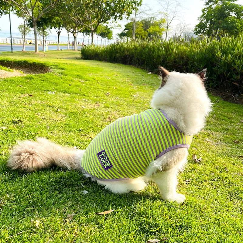 

Cool Breathable Clothes Stripe Vest Small Pet Clothes In Dogs and Cats Chun Xia Home Thin Dog Clothes Dogs Clothes