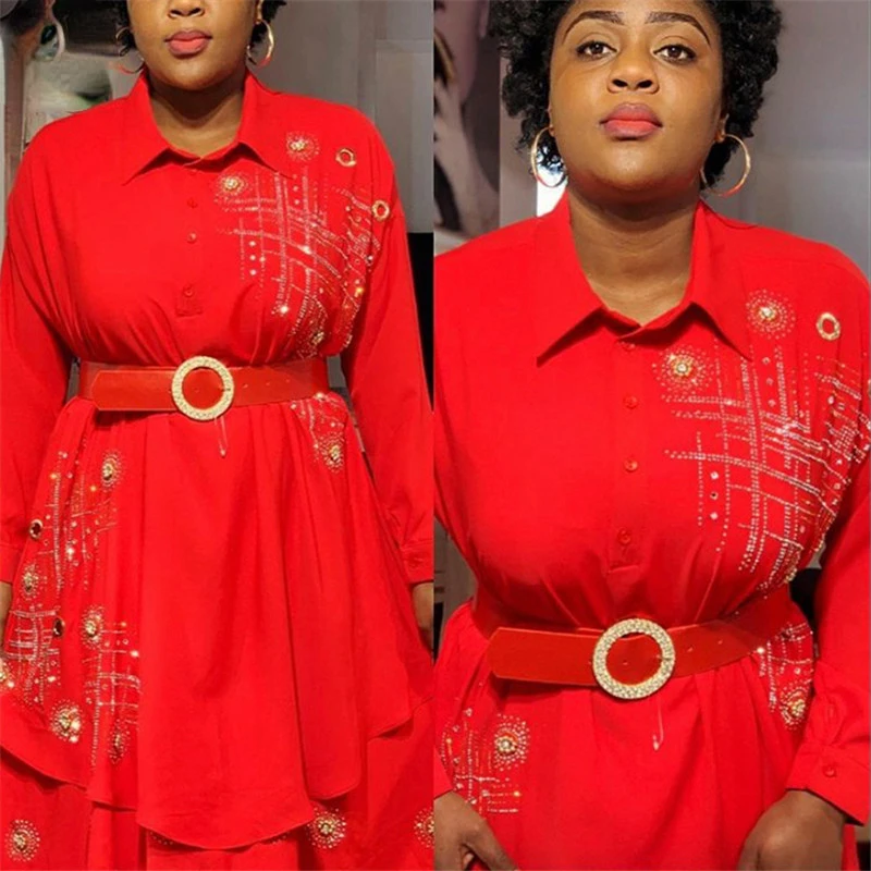 

Лидер продаж 2022, элегантное молодежное шифоновое пикантное офисное женское платье-рубашка с длинным рукавом и бриллиантами, Свободное длин...