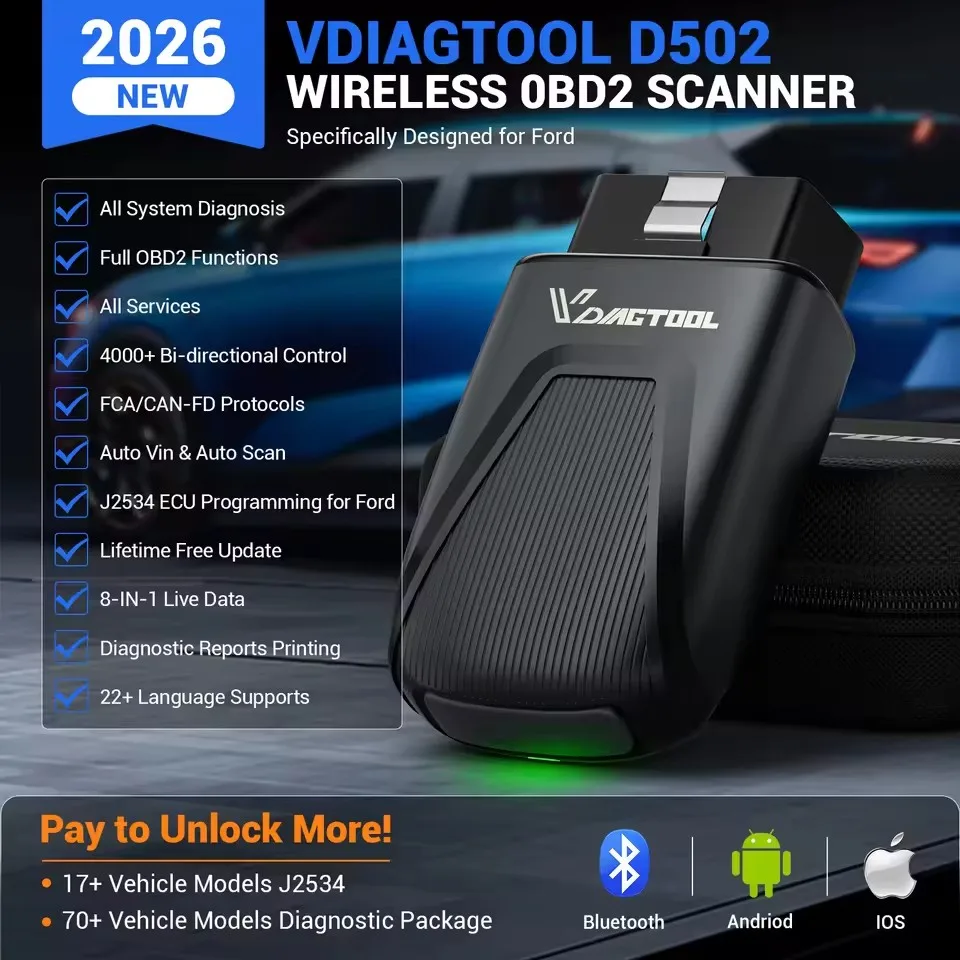 Диагностический сканер VDIAGTOOL D502 для автомобилей FORD с Bluetooth ...