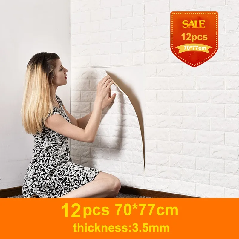 

3D Self Adhesive Wall Stickers XPE Foam Waterproof Wall Sticker Self Adhesive Brick Sticker DIY Decor HomeWaterprooffor Bedroom