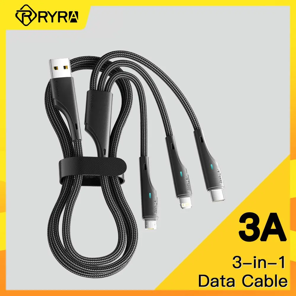 

RYRA One-to-Three Fast Charging Mobile Phone Charging Line 3A Data Cable For Android TYPE-C Apple Mobile Phone Accessories