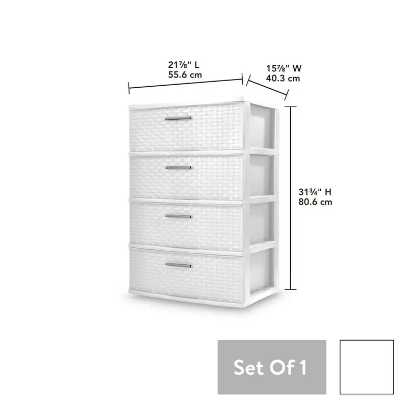 

Drawer Wide Weave Tower Storage Unit | White | Extra Capacity, Long-Lasting Durability