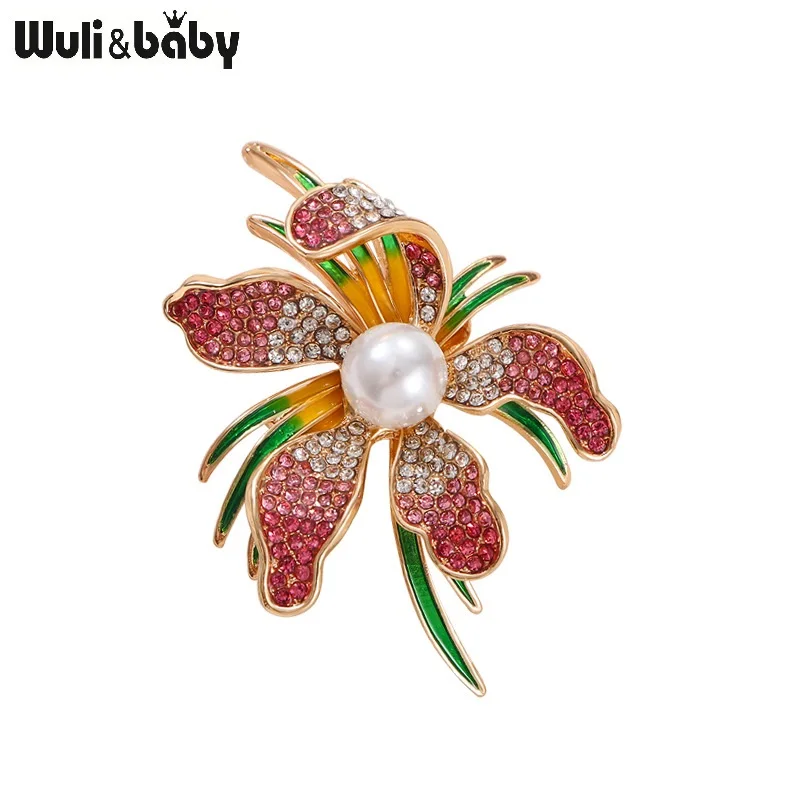 Женская Брошь В Виде Цветка Wuli &amp baby брошь с искусственным жемчугом 4 цвета