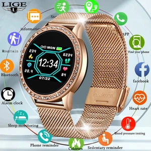 LIGE 2021 New Smart Watch Women Full Touch Screen Sport Fitness Watch IP67 Waterproof Bluetooth For 