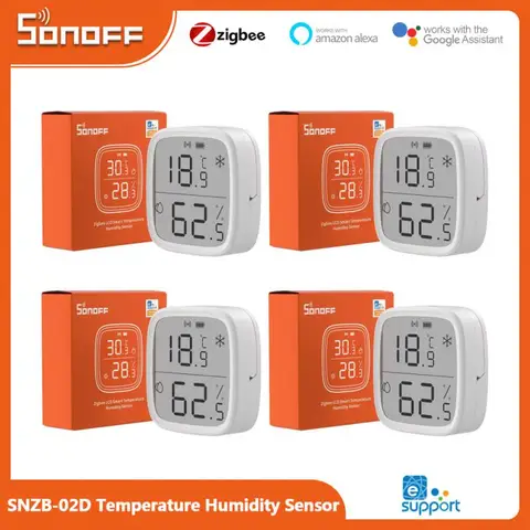 Смарт-датчик температуры и влажности SONOFF SNZB-02D Zigbee, ЖК-дисплей 2,5 дюйма, соответствует стандарту ZigBee, смарт-сцена с ZBBrige-P Alexa