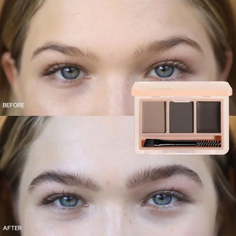 Пудра для бровей Косметика макияжа 3 в 1 пудра Набор скульптурирования с
