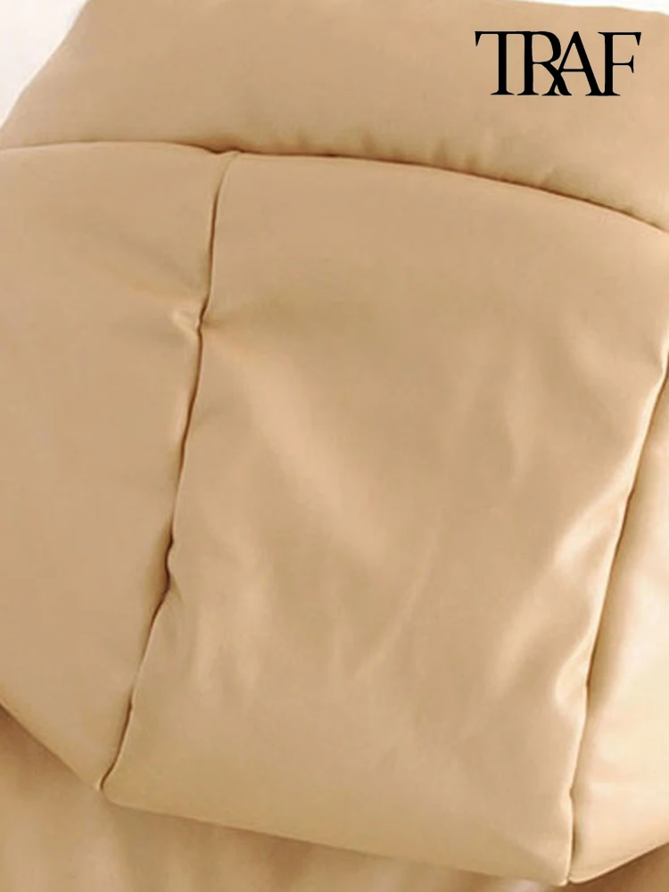 Куртка женская стеганая из искусственной кожи с длинным рукавом - купить по