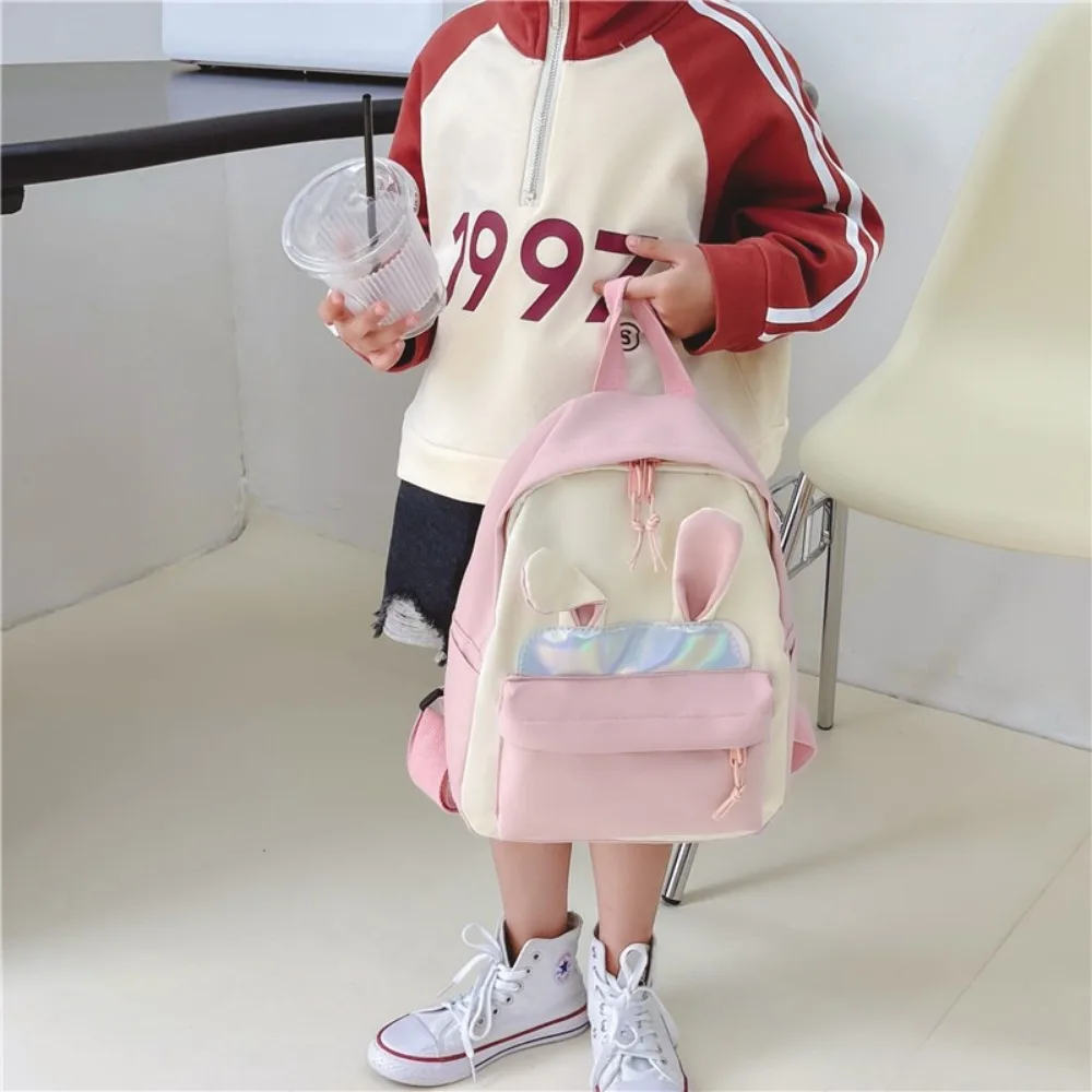 Милый детский рюкзак с заячьими ушками легкий маленький свежий школьный