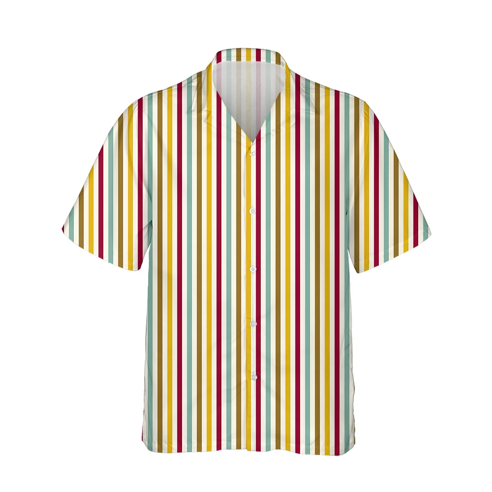 Jumeast 3D Hawaiian Beach Men Shirt Colorful Striped Irregular Pattern Summer Baggy Clothes Shirts For Men  Casual Blouses Tops