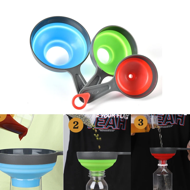 

Силиконовая складная Складная воронка, домашние кухонные инструменты для готовки, портативная мини-воронка для вина, масла, кухонные гаджеты