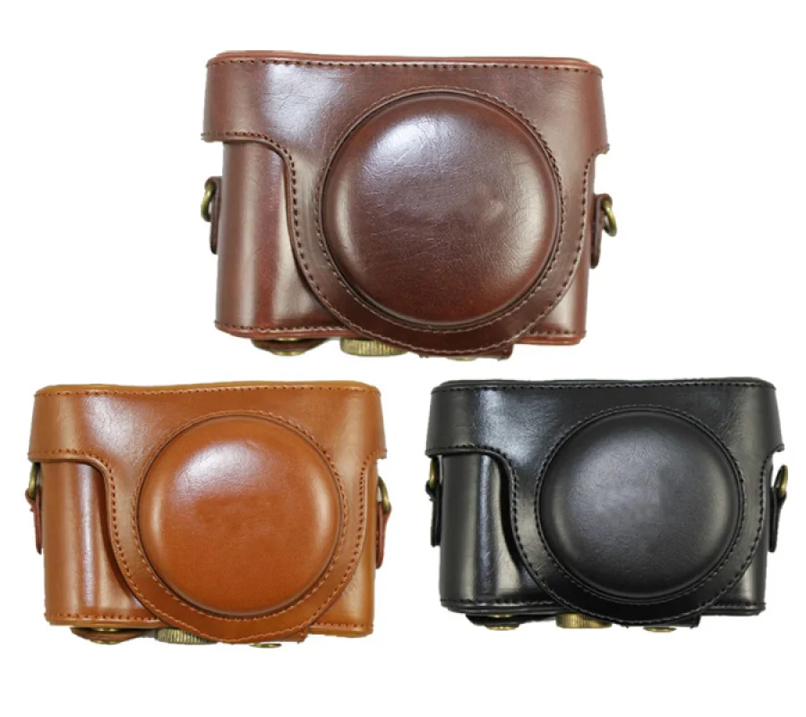 

For Sony DSC-HX50V HX50 HX60 Camera Hard Shoulder Bag with Strap Retro Vintage PU Leather Camera Bag case