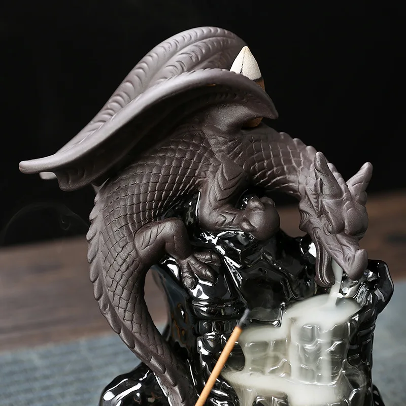 Фиолетовая глина ремесленный дракон счастливый водопад благовония с обратным