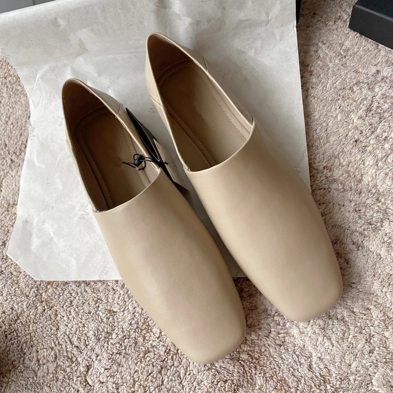 Withered Spring Summer Fashion Vintage Sheep Soft Genuine Leather Mule Shoes Women Flat Shoes Slip-On Loafers Women