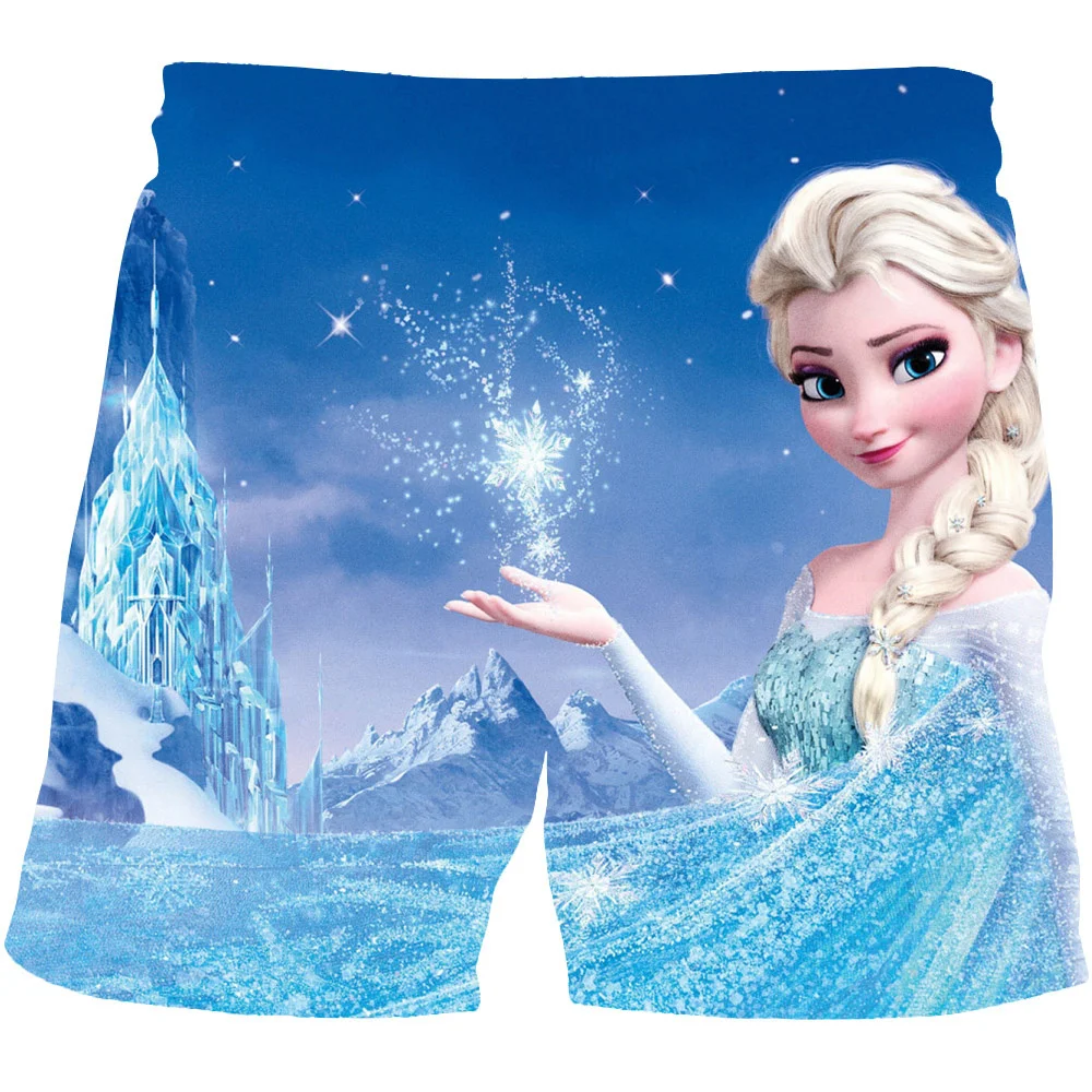 

Шорты летние с мультяшным принтом для девочек, милые короткие штаны с эластичным поясом, повседневные короткие штаны Эльзы и Анны, 2 шт.