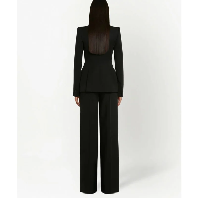 Модный жакет с отложным воротником и длинным рукавом Новый женский черный