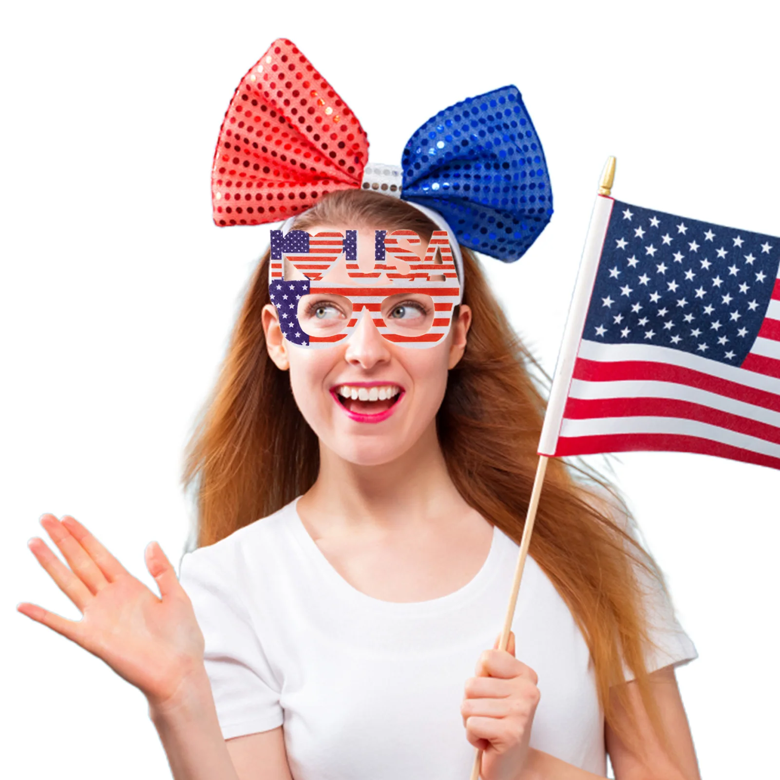 

Солнцезащитные очки с американским флагом, принадлежности для патриотивечерние, украшение 4 июля, солнцезащитные очки с патриотическим узо...