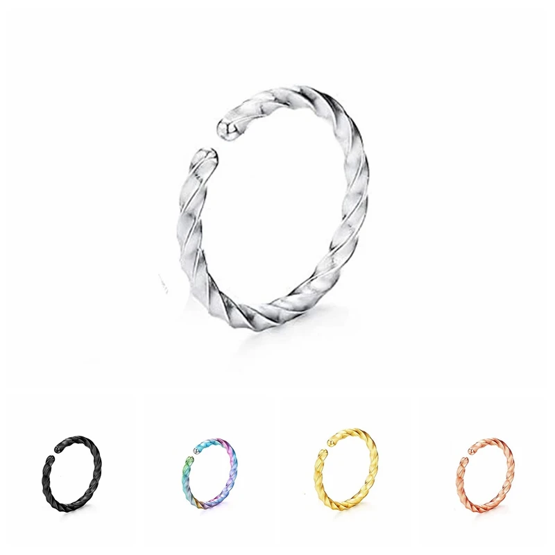 

Round Twist Titanium Steel Nose Studs Stainless Steel Nose Rings Body Piercing Ear Bone Rings