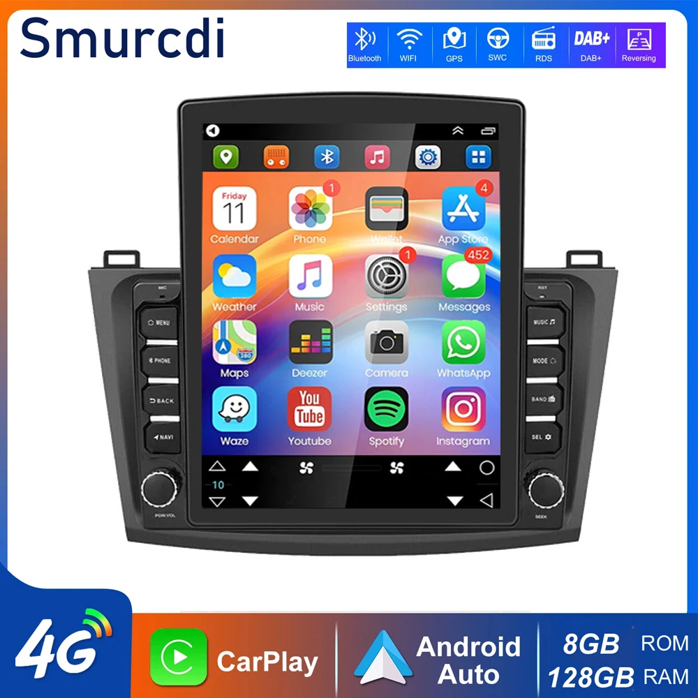 Фото 9.7-дюймовый Android 16 Carplay Auto для Mazda 3 II, Mazda3 BL 2009-2013, 4G+WIFI, GPS, автомобильная магнитола, навигация, мультимедийный плеер, стереосистема №1