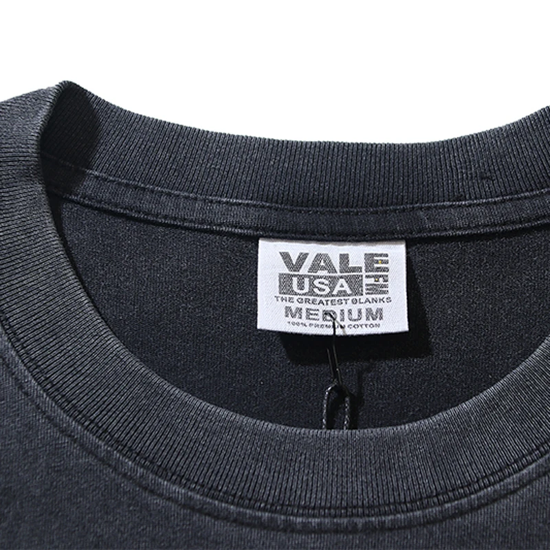 Фото Винтажная футболка Vale с принтом бульдога, мужская, черная, с эффектом потертости, уличный стиль, с коротким рукавом, оверсайз, хип-хоп, футболка Vale №4