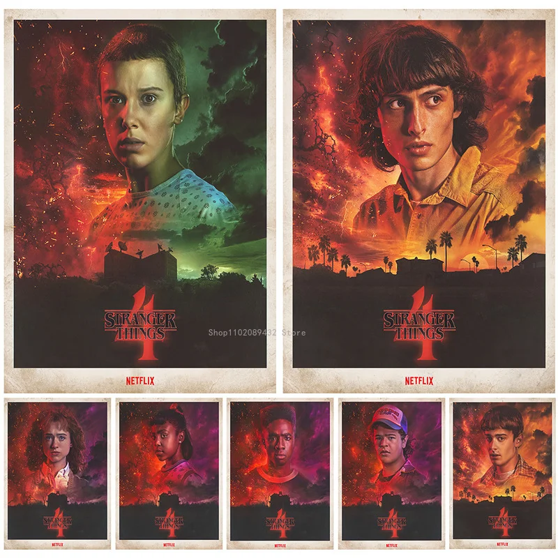 

Stranger Things Poster Wall Art Hot TV Show Stranger Things 1 2 3 4 Season Character Posters TV Movie Printing Home Poster Decor