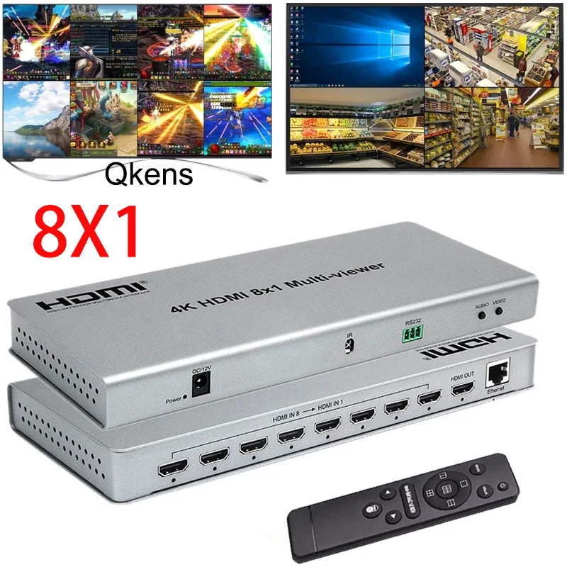 

4k 8x1 HDMI Multiviewer 1080p 4x1 Quad Screen Real Time Multi Viewer HDMI Splitter Seamless Switch 8 In 1 Out TV 10 Split Modes