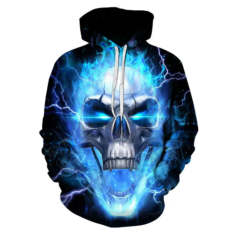 

Blue Flame Skull 3D Print Hoodie for Men/Women 2022 Autumn and Winter Loose Clothing Sweatshirt Hoodie Clothes Hip Hop Hoodies