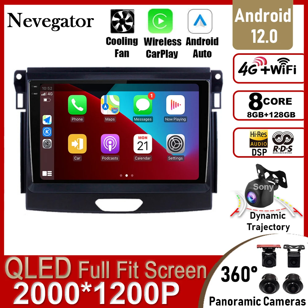 Android 12 для Ford Ranger 2015 2016 2017 2018 2019 2020 автомобильный стерео мультимедийный плеер GPS