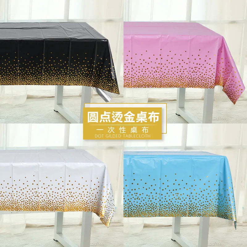 

137x183cm Stamping Gold Tablecloth 4 Color Styles Baby Shower Happy Birthday Theme Parti Wedding Supplies Kids Favor