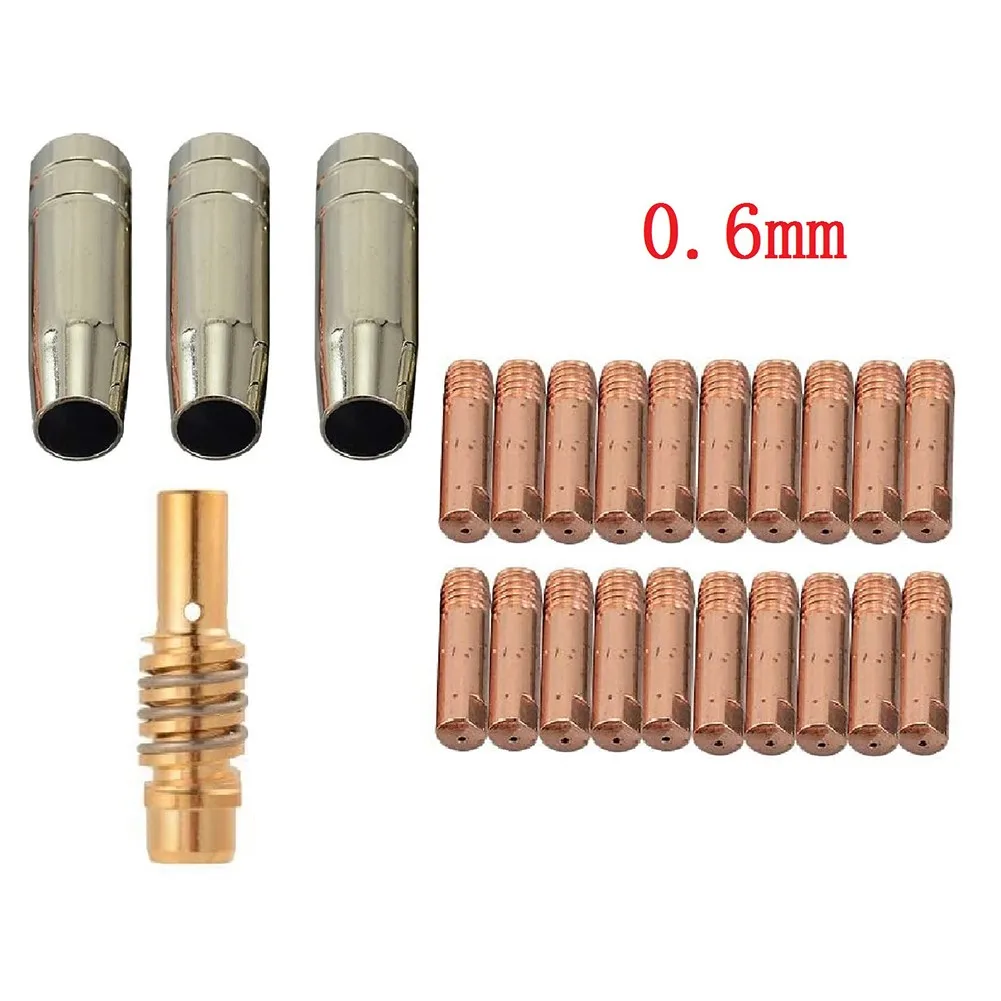 

24pcs MB15 MIG 130 Welders Kit Contact Tips 0.6 0.8 1.0 Shroud Nozzle M6 Tip Holder For 14AK 15AK Torches For Clarke SIP
