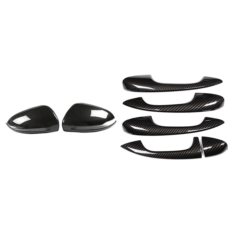 

ABS Carbon Fiber Door Handle Cover Trim Sticker With Carbon Fiber ABS Side Rear View Mirror Cover Trim