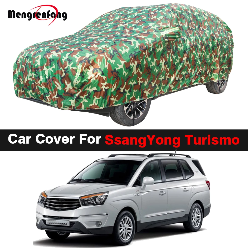Camouflage Waterproof Car Cover MPV Sun Shade Anti-UV Snow Rain Protection Cover Windproof For SsangYong Turismo 2012-2023