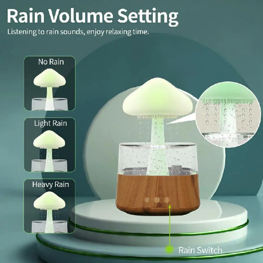 

Увлажнитель воздуха Rain Cloud, ультразвуковой генератор тумана, лампа для ароматерапии, 7 цветов, светильник, беззвучный