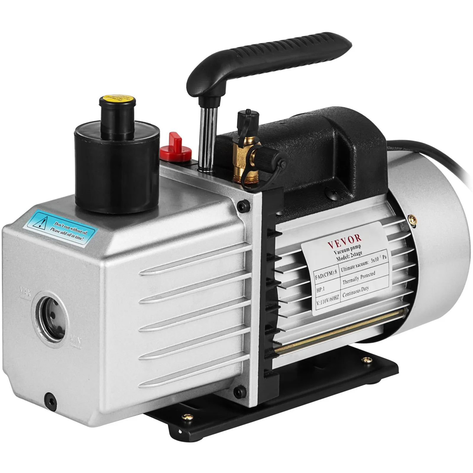 

VEVOR Vacuum Pump 1HP Two Stage HVAC Rotary Vane Degassing Processing Air Conditioning Auto AC Refrigerant Vacuum Pump 2-Stage