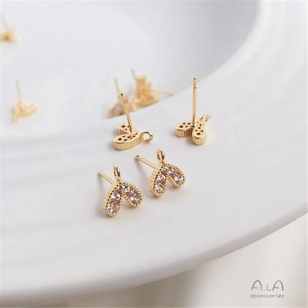 14-каратное позолоченное цирконом инкрустированное персиком серьги-гвоздики в