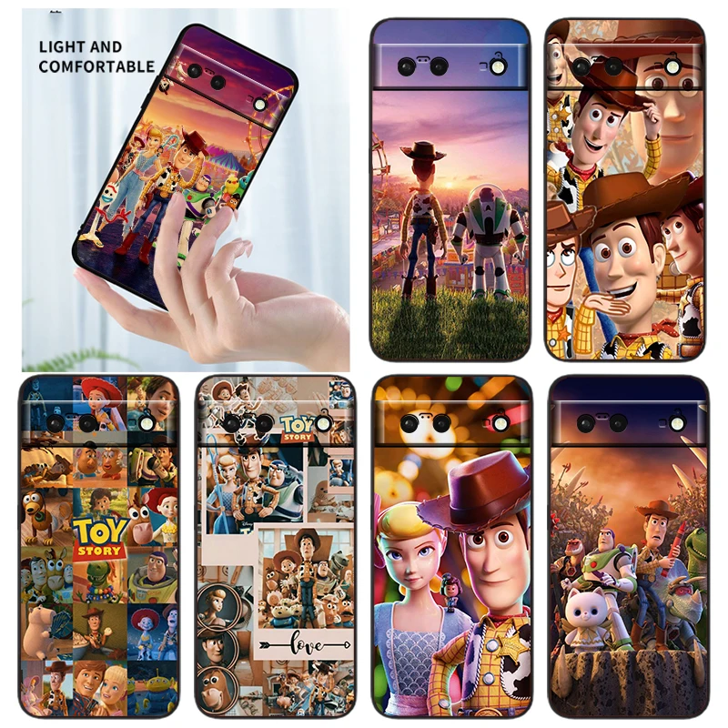 

Disney Toy Story Cartoon Phone Case For Google Pixel 7 6 Pro 6A 5A 5 4 4A XL 5G Black Shell Soft TPU Cover Fundas Coque