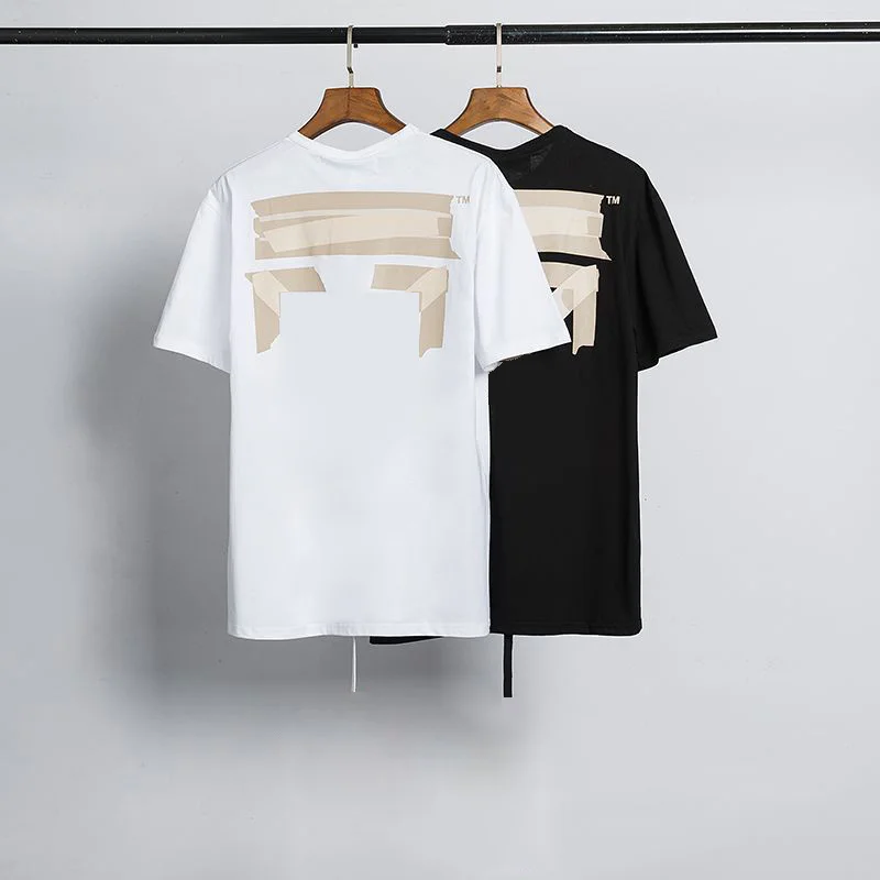 

classic Summer trend fashion letter indication printing short sleeve men and women lovers loose casual round neck T-shirt