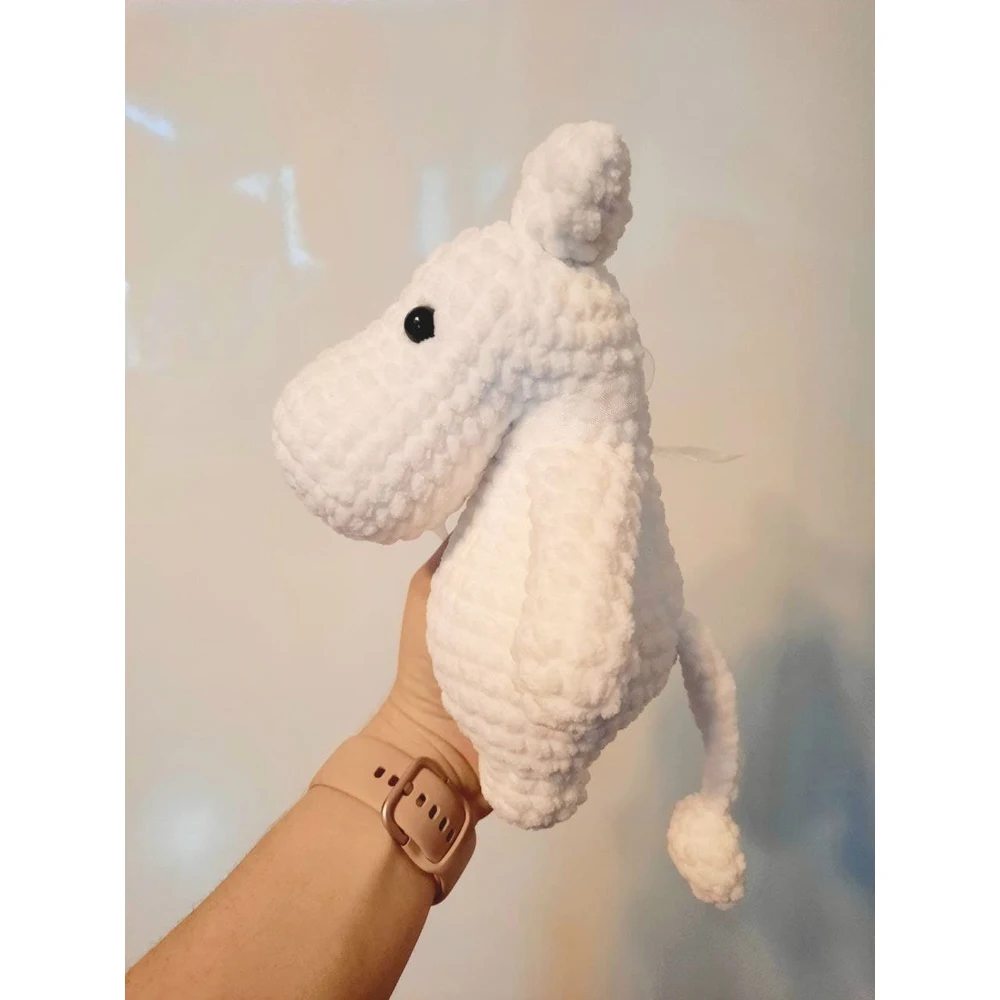 Мягкая игрушка плюшевый Муми-тролль малыш вязаная ручная работа 19см