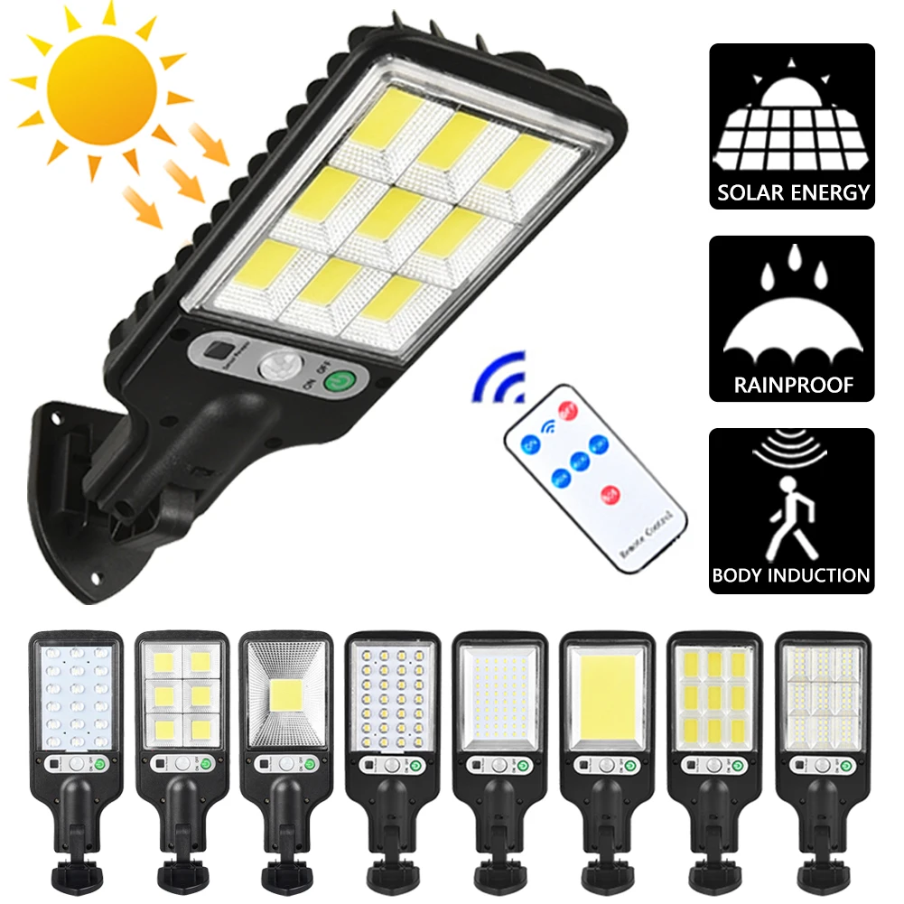 

Светодиодный уличный фонарь на солнечной батарее, COB SMD лампа с 3 режимами освещения, водонепроницаемый светильник с датчиком движения для с...