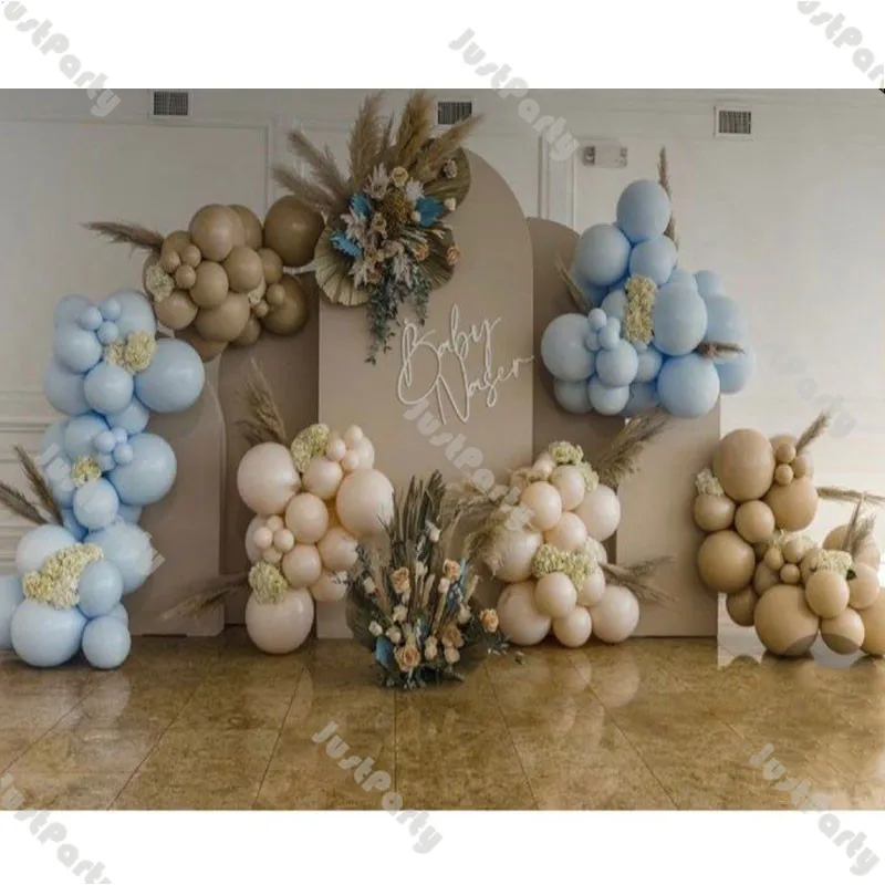 

Pastel Blue Balloon Garland 1st Baby Birthday Party Decoration Blush Nude Beige Latex Ballon Arch Bridal Shower Background Decor