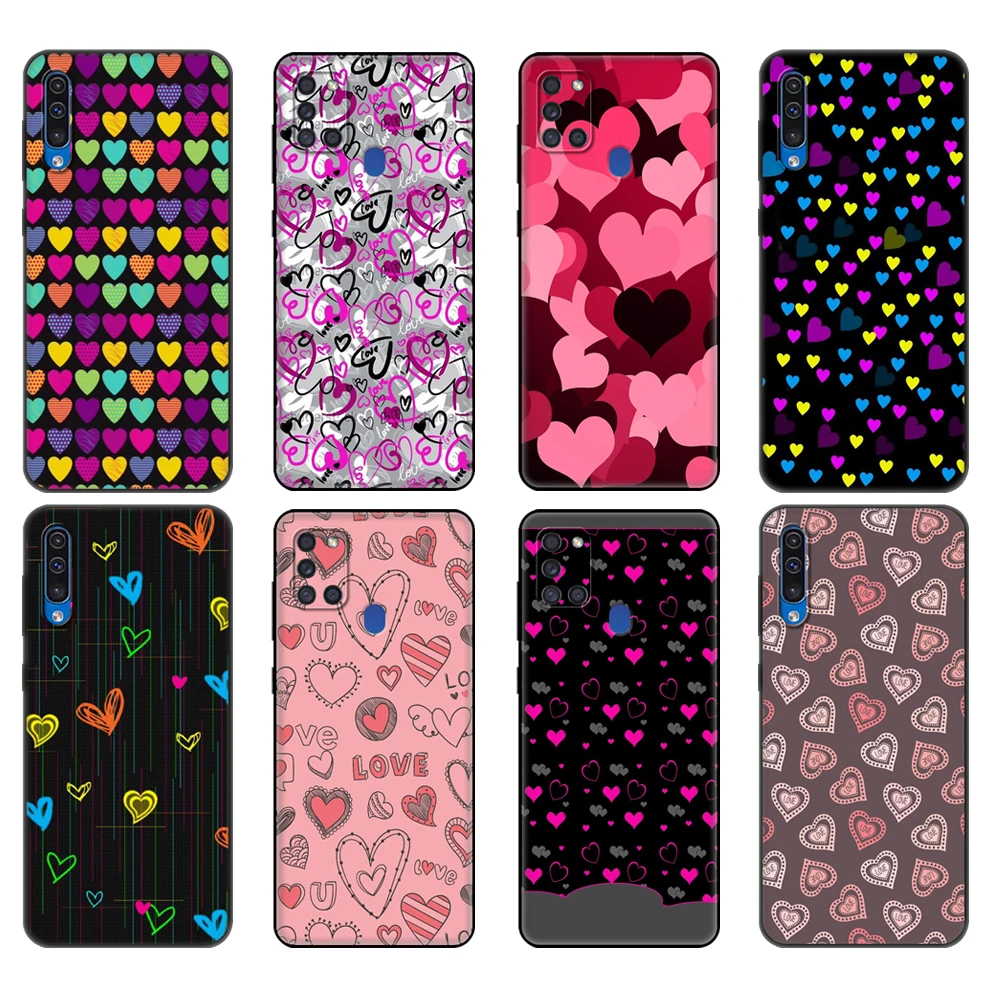 

Black tpu Case For Samsung Galaxy A50 50S A30S A10 A01 A11 A21S A31 A41 A51 A71 M21 M30S S10 LITE Cover Cute Love Heart
