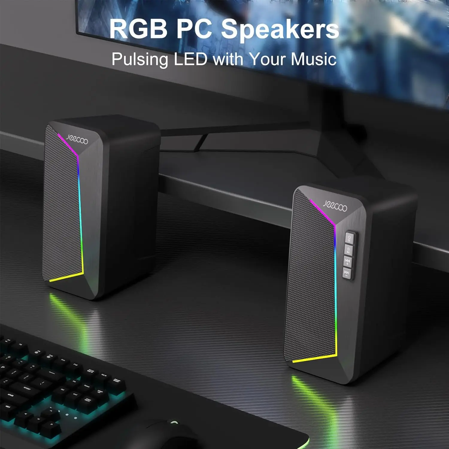 Настольные колонки RGB 2 0-канальный компьютерный динамик для ПК с цветными