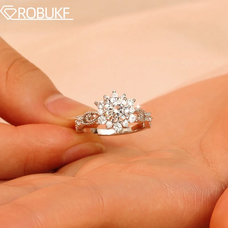 

Сертифицированное бриллиантовое кольцо 1 карат для женщин, D-образный Цвет VVS1 Lab Diamond S925 Серебряное Обручальное Обещание, обручальное кольцо, ювелирные изделия