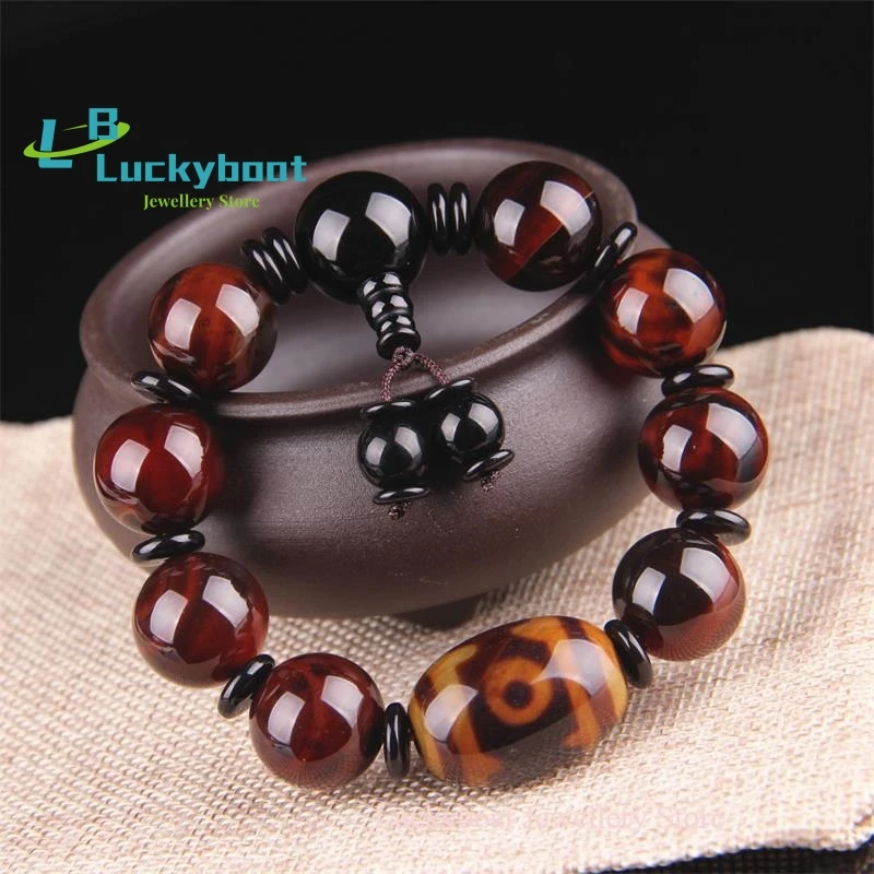 

New Natural Onyx Bracelet Men's Wholesale Old Mine Carnelian Wrapped Silk Beads Crystal Bracelet