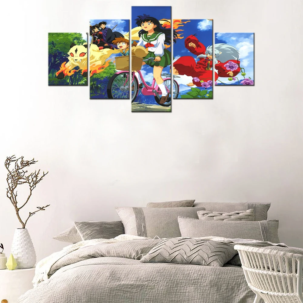 

Print Canvas Picture Home Decoration 5 Pieces Japan Inuyasha The Story Figure Anime Modern Wall Art Modular Painting Posters