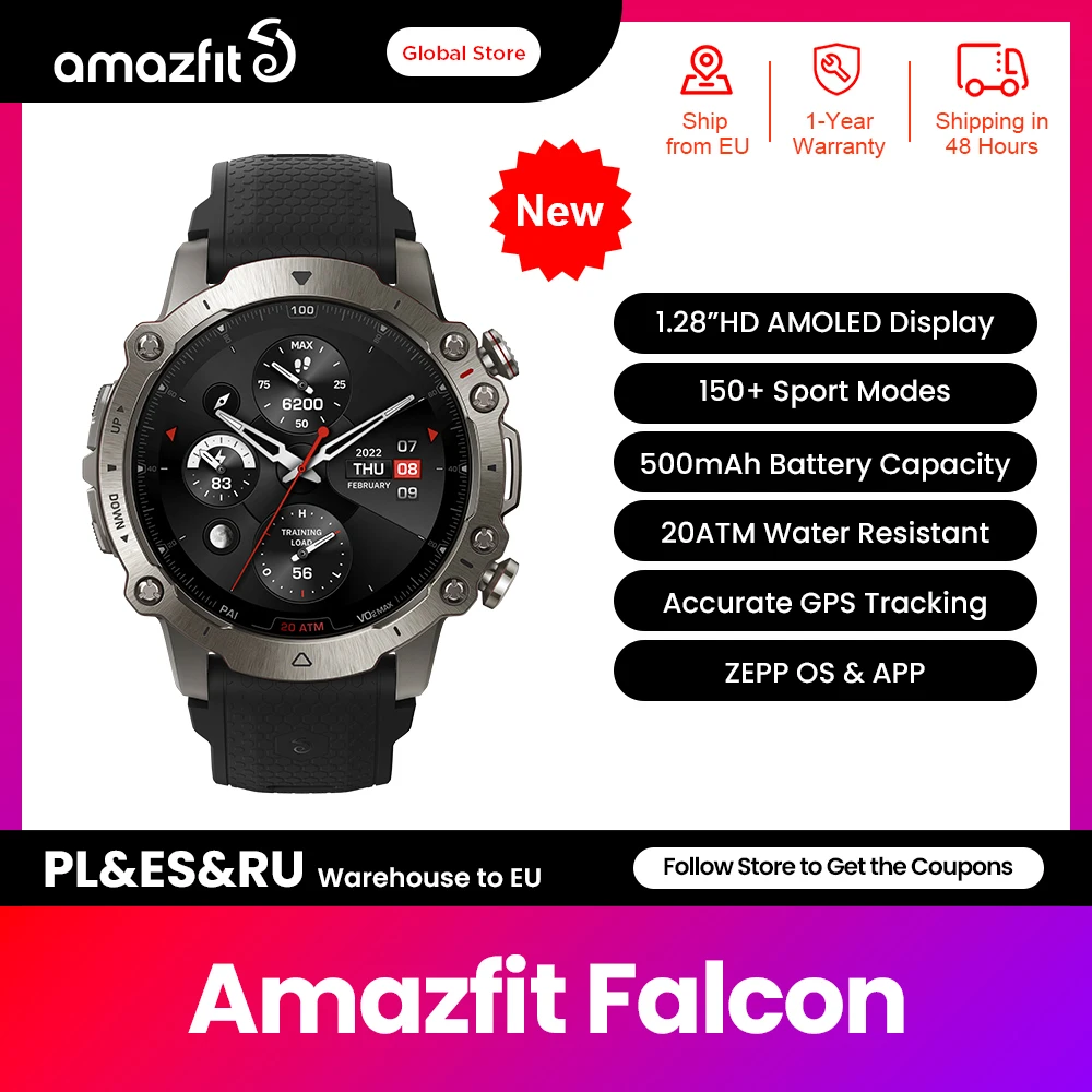 

New Product Amazfit Falcon Military-Grade Smart Watch for Men, Dual-Band & 6 Satellite Positioning, Multi-Sport GPS Smartwatch